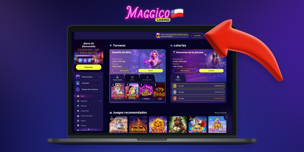 Para iniciar sesión en tu cuenta de Maggico Casino, haz clic en el botón correspondiente