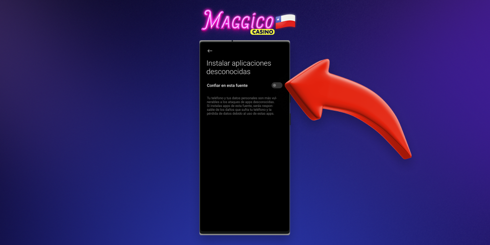 Para instalar la aplicación Maggico en Android, es necesario habilitar la instalación desde fuentes desconocidas