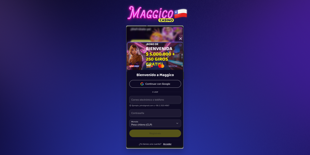 Después de instalar la aplicación Maggico Casino en tu dispositivo Android, inicia sesión en tu cuenta o crea una nueva