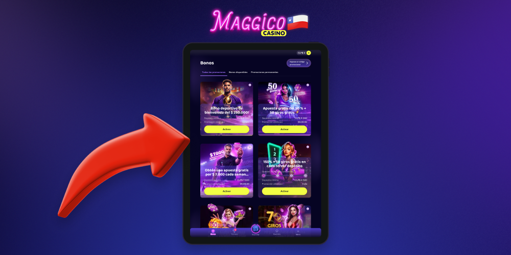 Bonos por recargar saldo en Maggico Casino para chilenos